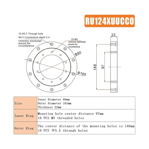 Roulement à rouleaux croisés RU148 de haute précision pour robotique - 2