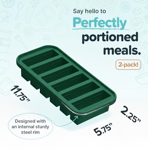 Image of Souper Cubes 1 /2 Cup Silicone Freezer Mould for Food with Lid, Kale, 2-Pack | 100% Platinum-Cured Silicone Freezer Tray For Batch Cooking & Storing Rice, Dips, Smoothie Prep & More, Oven & Microwave Safe