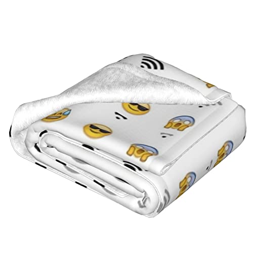 Couverture de canapé émoticones et WiFi double couche douce pour lit - 4