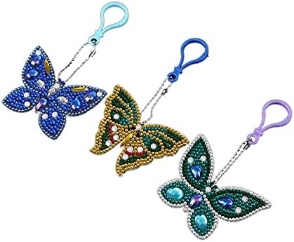 Amazon 3ピースダイヤモンドアート手作りキーホルダーdiyキーホルダー セットと特別なツール光沢のある樹脂ビーズかわいい装飾ギフト大人のキッズバッグ装飾塗装ペンダントキットインテリア食料品手作り おもちゃ おもちゃ