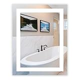 Mirrors & Marble Small LED Wall Mirror - Front Lit Rectangular Mirror for Bathroom, Bedroom or Showe