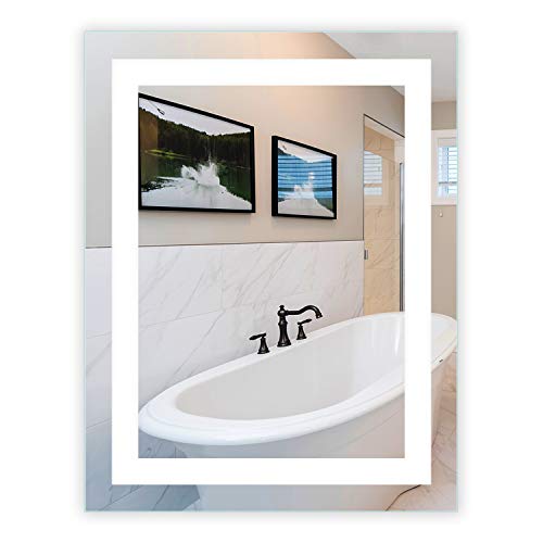 Mirrors & Marble Small Led Wall Mirror - Front Lit Rectangular Mirror For Bathroom, Bedroom Or Shower - Anti Fog & Wall-Mounted - Modern Home Decor (28" Wide X 36" Tall) #TOP3