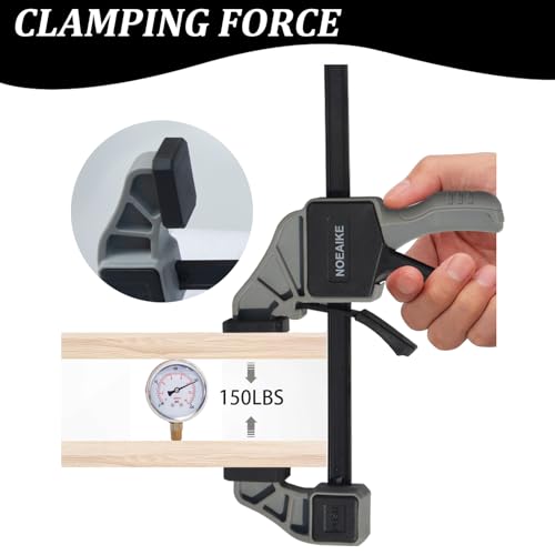 Image of 6-Pack Wood Clamps 4Pcs 12in & 2Pcs 6in for Woodworking | Ergonomic Grip,150Lbs Clamping Force,Bar Clamps One-Handed Quick Grip /Spreader Design,Furniture Assembly