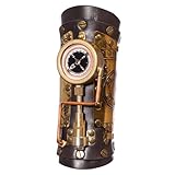 Generisch Vintage Armschützer 27x22 cm | Mittelalterliche Armschienen Aus PU Leder Braune Steampunk Armschützer Mit Zinklegierung Verstellbare Riemen Für Gothic Kostüm Cosplay Festival Accessoires