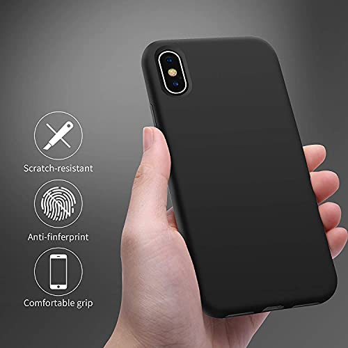 Image of VONZEE Microfiber Candy Case Compatible for iPhoneX /iPhone Xs 5.8 inch, Shockproof Slim Back Cover Liquid Silicone Case - Black