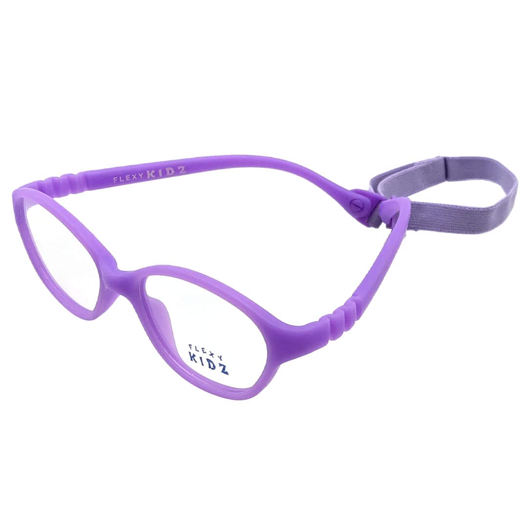 Flexi Kidz Blue Light Blocking Anti Glare Zero Power Unbreakable Eyeglasses Spectacle Frame Protection From TV Mobile Laptop Computer for Kids Girls Boys Unisex With Antislip Silicone Band (Plum) - Image 2 thumbnail