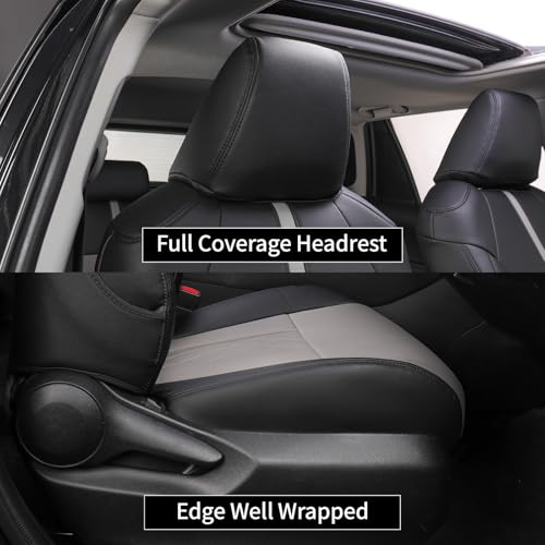 Image of EKR Rav4 Seat Covers Custom Fit for Toyota Rav4 (Hybrid) Woodland /Limited 2026, Leather Car Seat Cover Full Set for SUV,Faux Leather(Black+Light Gray-1)