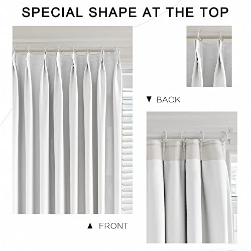 Mumfas Sunblock Pinch Pleat Curtain, Thermal Insulated Room Darkening Drape, Polyester Window Treatment For Bedroom Patio,Easy Hanging Via Hooks 72 Inch Wide By 84 Inch Long, 1 Panel Pure White #TOP3