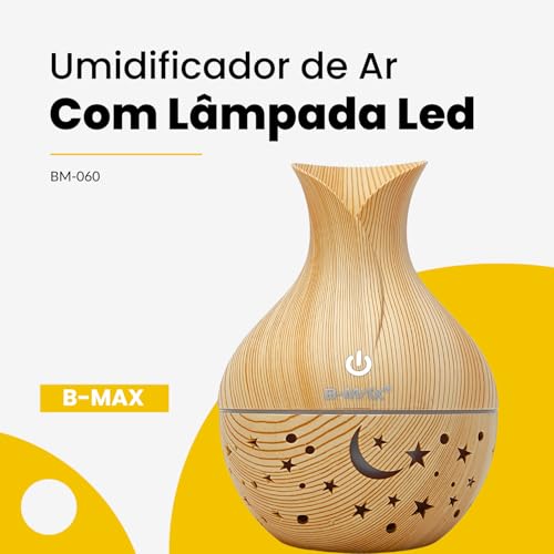 Umidificador de Ar 130ml Lâmpada Led Marrom USB Autonomia 8 Horas - Silencioso Uso Versátil (Marrom