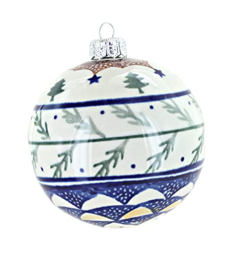 Blue Rose Polish Pottery Green Evergreen Ornament