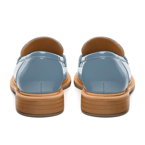 Image of JUSTDANNI Loafers for Women Slip On Shoes with Round Toe 1.2-Inch Low Chunky Block Heel Patent Comfortable Casual Dress Pump Shoes for Wedding Party Work Shopping Dating