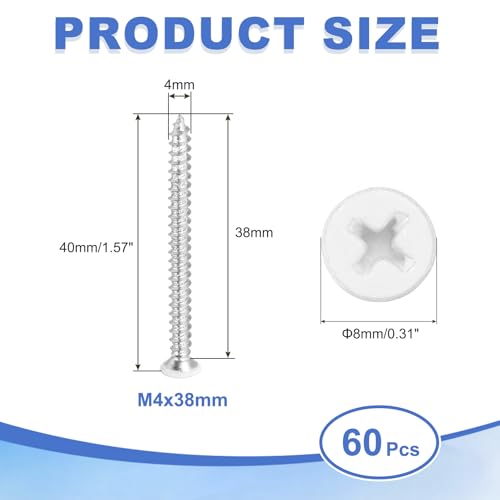 Tornillos autorroscantes M4 x 38mm cabeza pan blanco 60 pzas miniatura 2