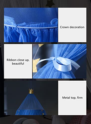 Qxwrel Bed Canopy Girls Mosquito Net Canopy Dreamy Princess Tent Hanging Dome Chiffon Yarn Canopy Net Room Decor For Kids Teenager(B-Dark Blue) #TOP3