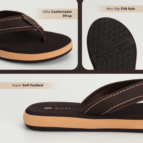 Image of NoStrain Men's Canvas Slippers, Flip Flops & Chappal - Angular Fit