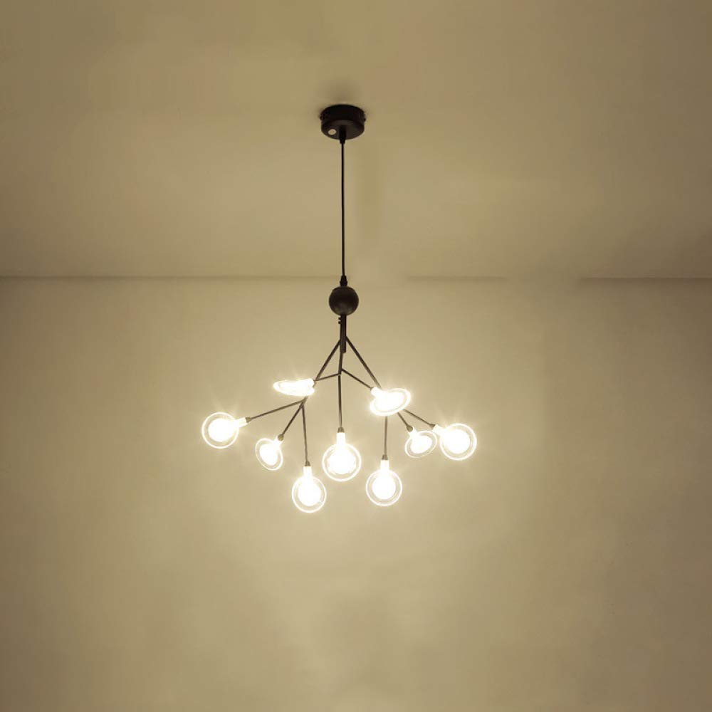 Lustre LED luciole dimmable luminaire suspendu 9 lumières noir créatif