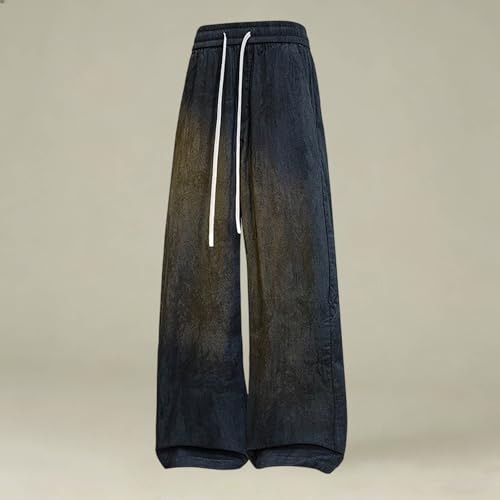Jeans jambe large hommes décontracté rétro printemps été ample