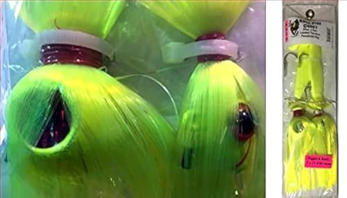 Blue Water Candy - Rock Fish Candy 24 oz & 6 oz Mojo Lures Loaded with 9-Inch Swimbait Shad Bodies Tandem Parachute Rigged & Ready (Chartreuse) image 4