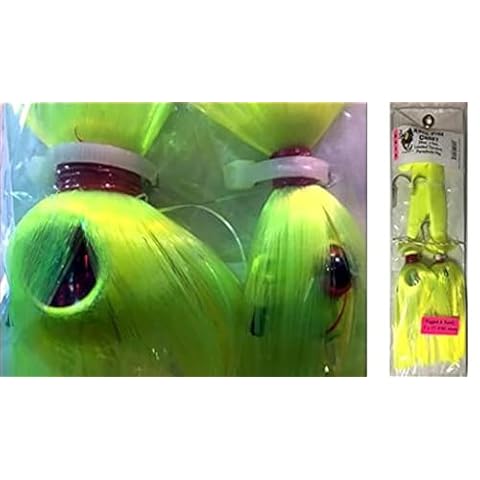 Blue Water Candy - Rock Fish Candy 24 oz & 6 oz Mojo Lures Loaded with 9-Inch Swimbait Shad Bodies Tandem Parachute Rigged & Ready (Chartreuse) Cover