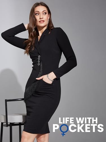 Image of Life With Pockets Women's Collared Sleeveless's Bodycon Knee-Long Dress