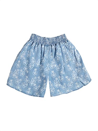 Image of Gini & Jony Girls' Woven Light Blue Shorts | Knee-Length | Casual | Regular Fit |