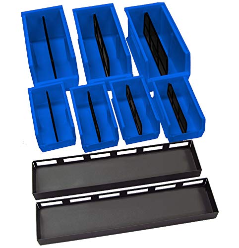 SecureIt Gun Storage Bin Kit 34BN, 7 Bins with Divider and 2 Steel Shelves, 3 Large Bins, 4 Medium Bins, Perfect to Store Spare Magazines, Ammo, and Cleaning Supplies, Easy Clip to Grid Wall