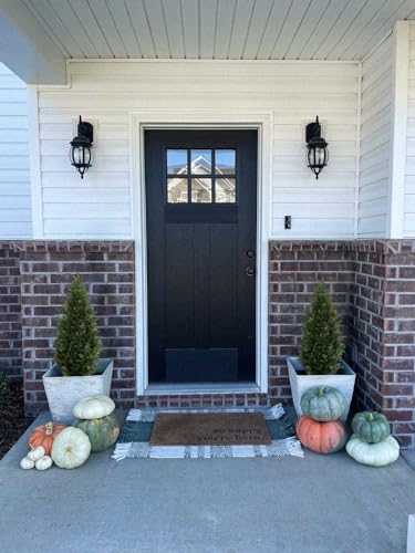 Image of Aveyas 3ft Artificial Cedar Topiary Trees for Outdoor Front Porch Door, 3 Feet Faux Potted Plants Evergreen Fake Pine Cypress Tree for Outside Home Decor (3 ft Tall) - Set of 2 Pack