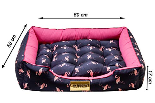 Luppet Cama Com Colchão Removivel Para Cachorro Ou Gato Até 10Kg Azul Flamingo G