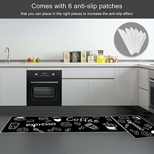 Hoimlm Kitchen Rug Set 2 Piece Non Slip Kitchen Mat, Kitchen Utensils Mats Rugs Washable Hallway Runner Set, Dining Room, Entryway and Door Mat Set, 40x60 + 40x120 cm (coffee)