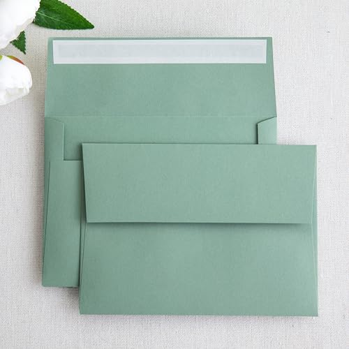PONATIA 50 Pack A7 Envelopes, 5 x 7 Light Sage Green Envelopes