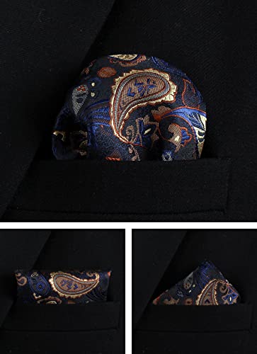 Image of Paisley Floral Mens Tie Formal Necktie Pocket Squares Ties Clips Cufflinks Classic for Men Set