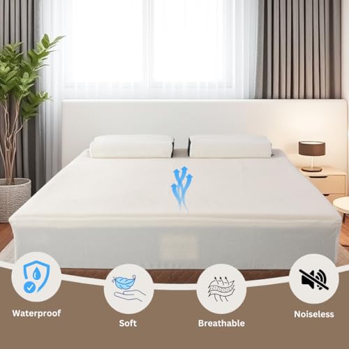 Image of Dreamzee GOTS Certified 100% Organic & Waterproof Mattress Protector | Soft, Breathable & Spill Proof Fitted Mattress Cover | King Size (78x72 Inches)