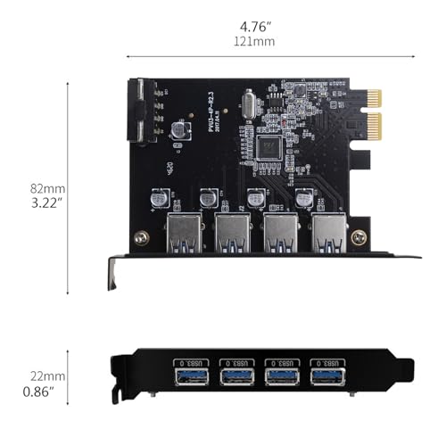 PVU3-4P Desktop PC Computer PCI-E To USB3.0 PCI-E Expansion Card 5V 0.9A USB3.0 Power Supply Firm Double Folding Design - Image 7
