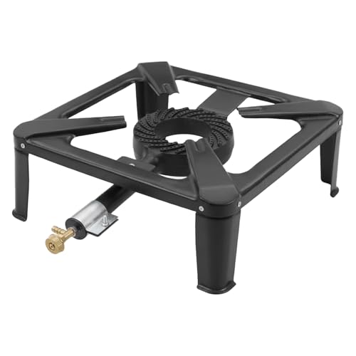 Fornello A Gas GPL 5,5 kW con Bruciatore in Ghisa Struttura a 4 Piedi Stabile Design Compatto Ideale per Campeggio Outdoor Giardino Cucina Esterna 30 x 30 x 11,5 cm Nero