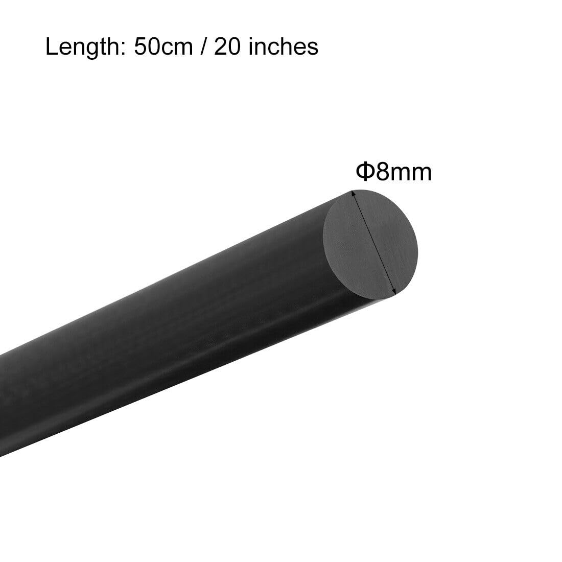 Generic Plastic Round Rod,8mm Dia 50cm Black Engineering Plastic Round Bar