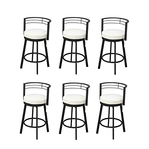 Image of LOKATSE HOME 6 Pieces Outdoor Swivel Bar Stools Patio Height Metal Chairs with Cushion, Beige