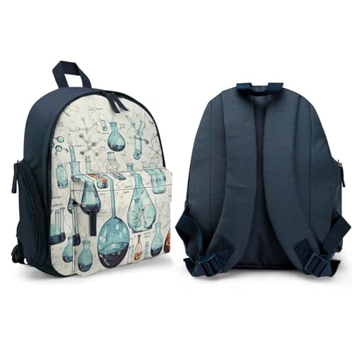 Chemistry Print Backpack Small Book Bag with Side Pocket, Lightweight Durable Backpack, Travel Rucksack, Blue-style4