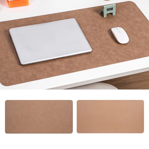 Grand tapis de souris rétro en cuir kaki 70x35 cm sous-main double face