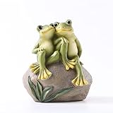 Pipilily Resin Frog Garden Statue, Green Frog Figure for Outdoor Decor Yard and Garden Decoration Resin Sculpture (Art Deco)
