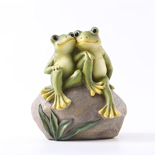 Pipilily Resin Frog Garden Statue, Green Frog Figure for Outdoor Decor Yard and Garden Decoration Resin Sculpture (Style 1)