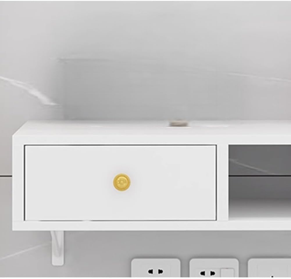 Estación de peluquería montada en la pared con cajón y soportes para secador de pelo, solución de almacenamiento para equipos de belleza organizados