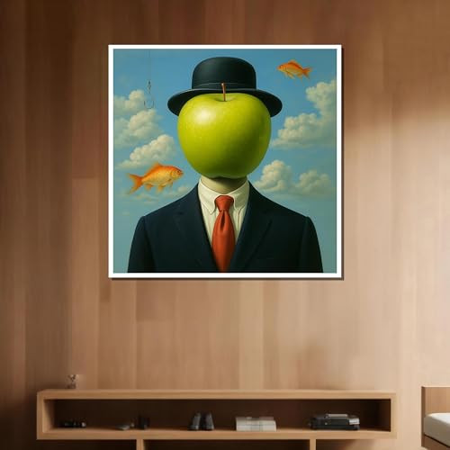 Tableau Magritte Le Fils de l'homme affiche surréaliste décoration murale toile 40x40cm
