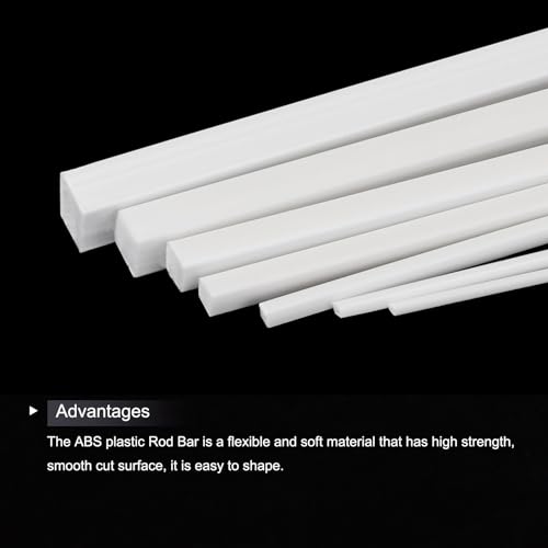 Image of MECCANIXITY 7pcs ABS Square Rod, Diameter 1mm to 6mm, Length 500mm, ABS Plastic Stick Solid Bar, White Plastic Rods Assortment Kit for DIY Architectural Model Building Making