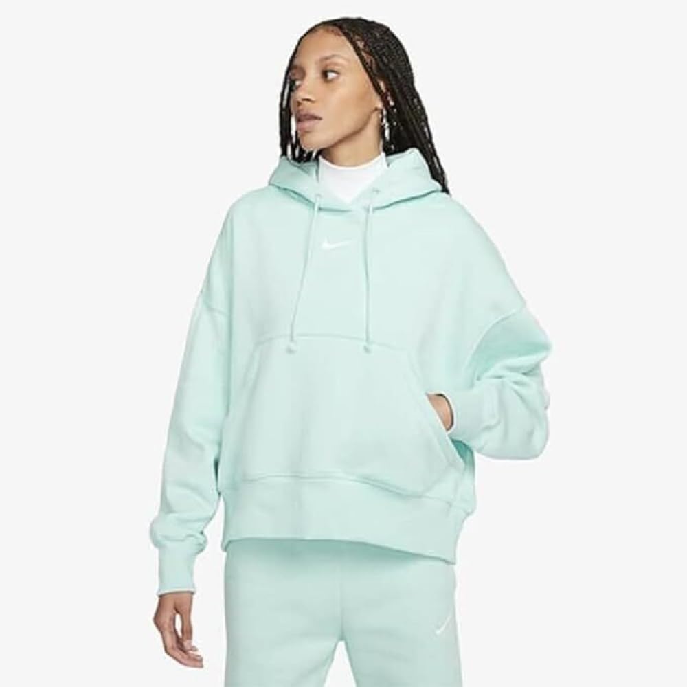 NIKE DQ5858-346 W NSW PHNX FLC OOS PO HOODIE Sweatshirt Women's JADE ICE/SAIL Size XL