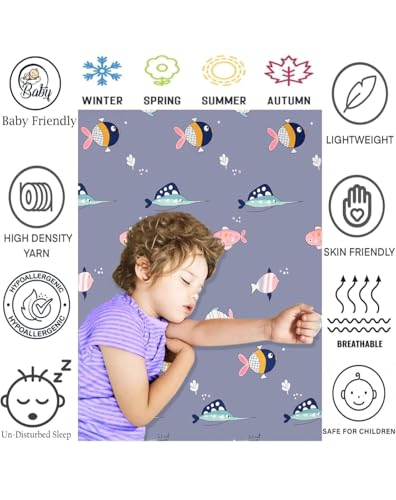 Image of NHD HOME cotton Super Soft Breathable Skin Friendly 180 TC Animal Design Printed for Kids Room Single Bedsheet with 1 Pillow Cover-(Color- Navy Blue, 152 x 228 cm)