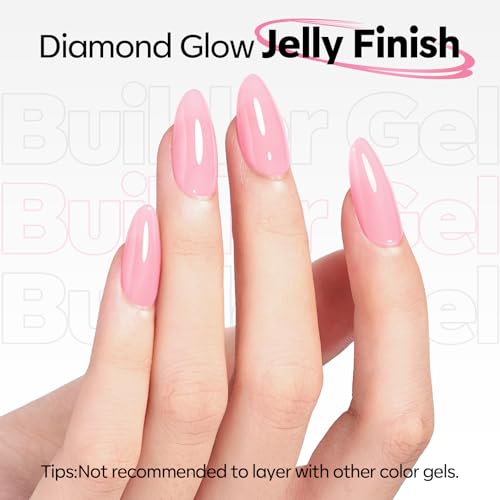 Image of modelones Multiultra Builder Nail Gel, No Top Coat Needed Builder for Nails Pink, C-Curve Sculpting, Glossy Jelly Finish, No-Wipe, 9-in-One LED Lamp Cured Color Rubber Base Gel Polish for Quick DIY