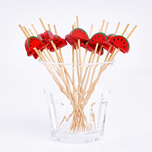 Putwo Cocktail Picks Handmade Bamboo Toothpicks 100Pcs 4.7” In Watermelon Decor #TOP5