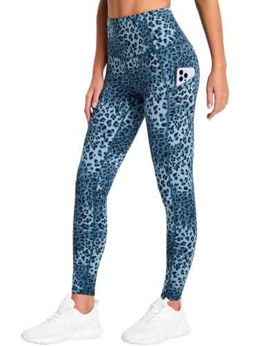 Image of THE GYM PEOPLE Thick High Waist Yoga Pants with Pockets, Tummy Control Workout Running Yoga Leggings for Women