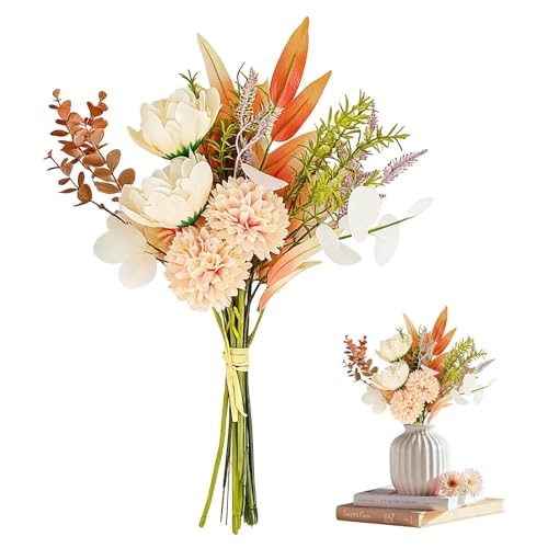 Ufdeoton Bouquet de fleurs artificielles avec hortensias et fleurs en soie - Plantes artificielles - Décoration pour la maison, mariage, jardin, festival