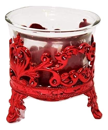 Tlight Candle with Red Crown Candle Stand Holder Set of 1 for Birthday Anniversary Hotel Spa Christmas Diwali