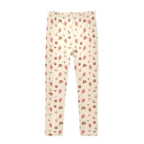 senya Girls Printed Leggings Yoga Pants Little Bear Ice Cream Pattern for Kids in 4t to 10 Years, 4T